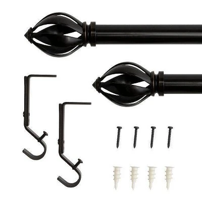 Decorative Drapery Single Rod Set With Acron Cage Finials Oil Rubbed Bronze - Lumi Home Furnishings 6 Decorative Drapery Single Rod Set With Acron Cage Finials Oil Rubbed Bronze - Lumi Home Furnishings - Image 4