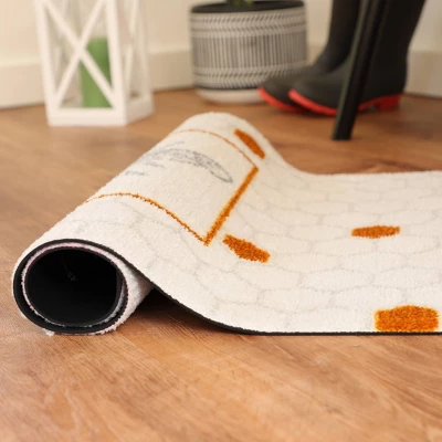 2'x3' ColorStar Bee Hex Door Mat White - Bungalow Flooring 6 2'x3' ColorStar Bee Hex Door Mat White - Bungalow Flooring - Image 4