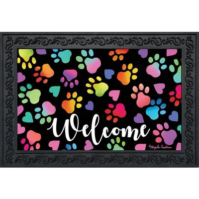 Rainbow Pawprints Doormat Welcome 30" X 18" Briarwood Lane 3 Rainbow Pawprints Doormat Welcome 30" X 18" Briarwood Lane