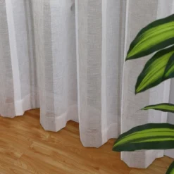 Trinity Sheer Stripe Curtains For Living Room Bedroom Window Grommet Voile Drapes, 2 Panels