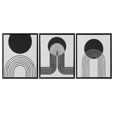 3pc Cosmic Curl Framed Wall Canvas Set Black/Taupe - Urban Habitat 3 3pc Cosmic Curl Framed Wall Canvas Set Black/Taupe - Urban Habitat