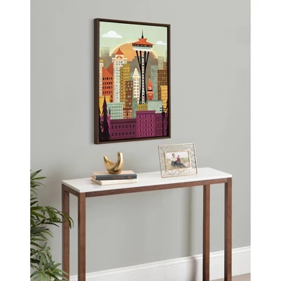 23" X 33" Sylvie Seattle Skyline Framed Canvas Wall Art By Amber Leaders Brown - Kate And Laurel 7 23" X 33" Sylvie Seattle Skyline Framed Canvas Wall Art By Amber Leaders Brown - Kate And Laurel - Image 5