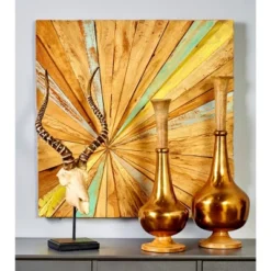 Teak Wood Starburst Handmade Radial Wall Decor Brown - Olivia & May -Home Shop GUEST c077b014 b948 4fee bbed cfa1e384c564