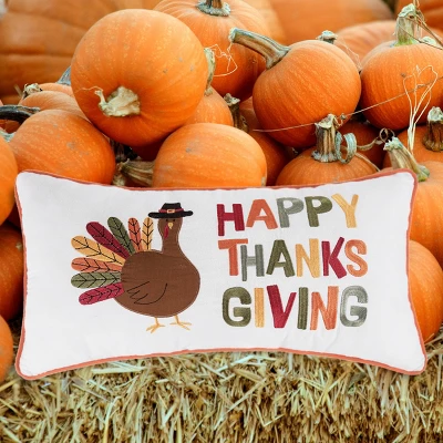 C&F Home 12" X 24" Happy Thanksgiving Turkey Embroidered Fall Throw Pillow 5 C&F Home 12" X 24" Happy Thanksgiving Turkey Embroidered Fall Throw Pillow - Image 3