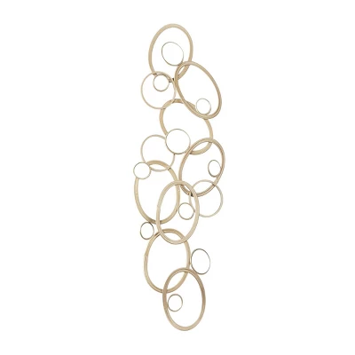 Metal Geometric Wall Decor With Round Mirrored Accents Gold - Olivia & May 6 Metal Geometric Wall Decor With Round Mirrored Accents Gold - Olivia & May - Image 4