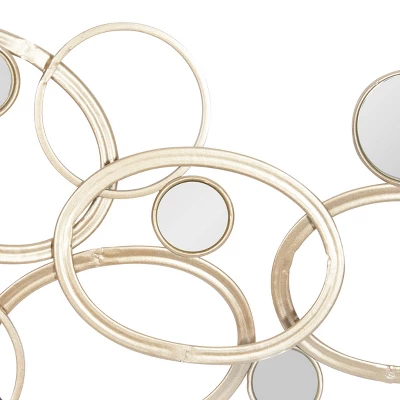Metal Geometric Wall Decor With Round Mirrored Accents Gold - Olivia & May 5 Metal Geometric Wall Decor With Round Mirrored Accents Gold - Olivia & May - Image 3