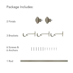 Florence 1" Window Drapery Single Curtain Rod With Stacked Square Finial - Elrene Home Fashions -Home Shop GUEST c33fc3bb 4b5e 49c0 ba96 b4400846f089