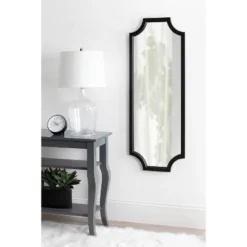 18" X 48" Hogan Framed Scallop Full Length Wall Mirror Black - Kate And Laurel -Home Shop GUEST c71a2509 e70f 416a 89df db1d1e87a126