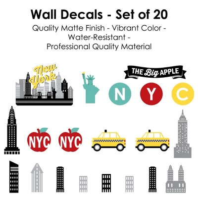 Big Dot Of Happiness NYC Cityscape - Peel And Stick New York Skyline Vinyl Wall Art Stickers - Wall Decals - Set Of 20 6 Big Dot Of Happiness NYC Cityscape - Peel And Stick New York Skyline Vinyl Wall Art Stickers - Wall Decals - Set Of 20 - Image 5