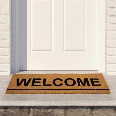 Northlight Natural Coir Outdoor Rectangular "Welcome" Doormat 16" X 48" 3 Northlight Natural Coir Outdoor Rectangular "Welcome" Doormat 16" X 48"