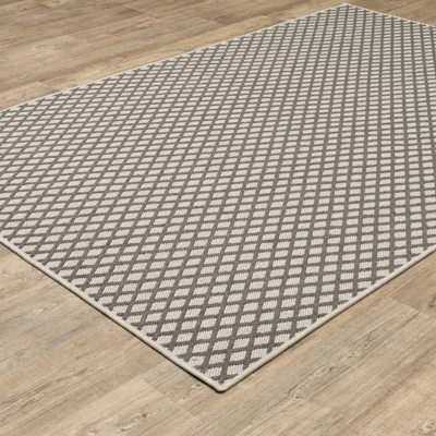Trinity Casual Diamond Lattice Patio Area Rug Beige/Gray - Captiv8e Designs 4 Trinity Casual Diamond Lattice Patio Area Rug Beige/Gray - Captiv8e Designs - Image 2
