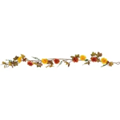Northlight 5.5' X 6" Autumn Harvest Orange And Yellow Mums With Maple Leaves Garland - Unlit -Home Shop GUEST d2928932 d020 4e7c 9193 d90ed6b38134
