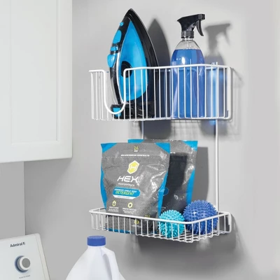 MDesign Metal 2-Level Wall Mount Laundry Storage Baskets, Iron Holder 3 MDesign Metal 2-Level Wall Mount Laundry Storage Baskets, Iron Holder