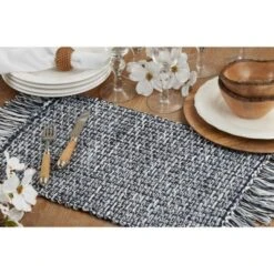 Saro Lifestyle Woven Placemat, 14"x20" Oblong, Navy Blue (Set Of 4) -Home Shop GUEST d44f1638 a871 490c ab4f 0aefe9fc71b6