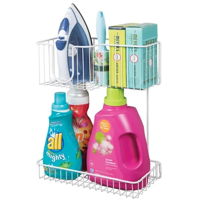 MDesign Metal 2-Level Wall Mount Laundry Storage Baskets, Iron Holder 5 MDesign Metal 2-Level Wall Mount Laundry Storage Baskets, Iron Holder - Image 3