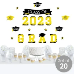 Big Dot Of Happiness Yellow Class Of 2023 Graduation Party Wall Decals Set Of 20