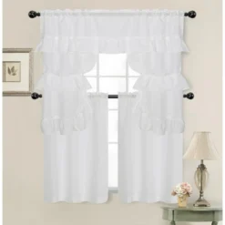 Kate Aurora Country Farmhouse Living Solid Colored Cafe Kitchen Curtain Tier & Swag Valance Set -Home Shop GUEST d623571c 1727 4418 a47d e6ea4c4a2cb1