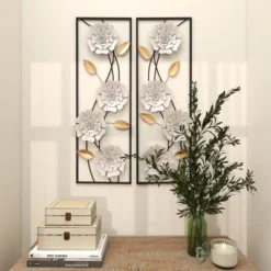 Set Of 2 Metal Floral Wall Decors With Black Frame White - Olivia & May 26 Set Of 2 Metal Floral Wall Decors With Black Frame White - Olivia & May -Home Shop GUEST d92e856f fd4a 4524 b0fd 5dc239eb02e5