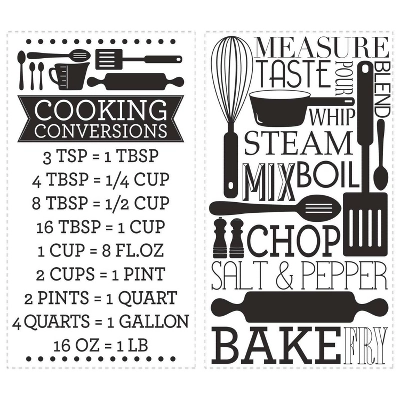 Cooking Conversions Peel And Stick Wall Decal Black/White - RoomMates 3 Cooking Conversions Peel And Stick Wall Decal Black/White - RoomMates