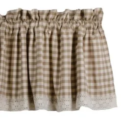 Home Collections By Raghu Heritage House Check Lace Valance, Oat 72x15.5