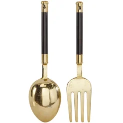 Set Of 2 Aluminum Metal Utensils Spoon And Fork Wall Decors - Olivia & May