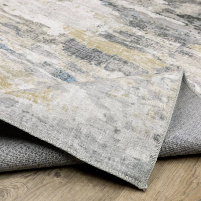 Micah Washable Distressed Abstract Indoor Area Rug Gray/Blue - Captiv8e Designs 11 Micah Washable Distressed Abstract Indoor Area Rug Gray/Blue - Captiv8e Designs - Image 9