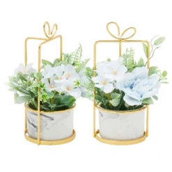 Juvale Artificial Hydrangea Ceramic Planter With Stand, Faux Potted Plants -Home Shop GUEST dffec6c2 66ae 459c bfdd 4c7e39927e79