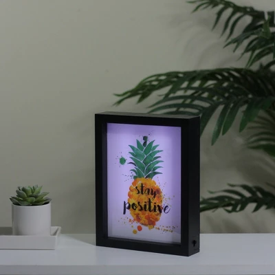 Northlight 9” LED Lighted 'Stay Positive' Pineapple Framed Light Box 5 Northlight 9” LED Lighted 'Stay Positive' Pineapple Framed Light Box - Image 3