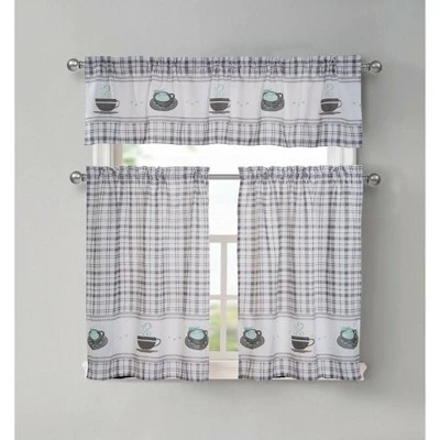 GoodGram Plaid Coffee Time 3 Pc Cafe Kitchen Curtain Tier & Valance Set 3 GoodGram Plaid Coffee Time 3 Pc Cafe Kitchen Curtain Tier & Valance Set