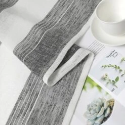 Trinity Semi Sheer Curtains Room Decorative Vertical Stripe Voile Grommet Faux Linen Textured Window Drapes, 2 Panels -Home Shop GUEST e0437605 0880 4df6 9bc3 ad44f92eef45