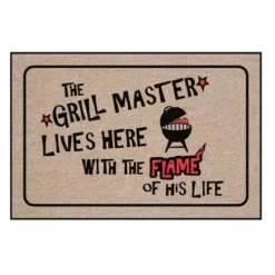 Collections Etc The Grill Master Lives Here With His Flame Doormat 1'6"x2'3" Food