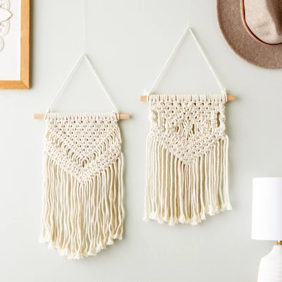 Okuna Outpost 2 Pack Boho Themed Woven Macrame Wall Art, Handing Décor For Home Or Nursery, 15 X 10 In 3 Okuna Outpost 2 Pack Boho Themed Woven Macrame Wall Art, Handing Décor For Home Or Nursery, 15 X 10 In