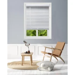 Linen Avenue Cordless Faux Wood Blind, Flush Inside Mount(No Valance Return)