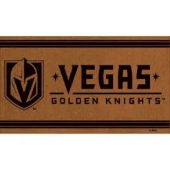 Evergreen Las Vegas Golden Knights Logo Turf Mat, Brown- 28 X 16 Inches Indoor Outdoor Doormat