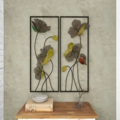 Metal Floral Wall Decor With Black Frame Set Of 2 Black - Olivia & May -Home Shop GUEST e8e806a1 9a3a 4dd2 b58b a06cc83bbb4c
