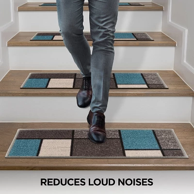 World Rug Gallery Contemporary Modern Boxes Non-Slip Stair Treads 5 World Rug Gallery Contemporary Modern Boxes Non-Slip Stair Treads - Image 3