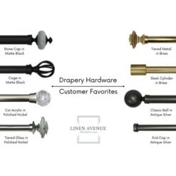 Linen Avenue Tan Travertine Single And Double Window Curtain Rod Set