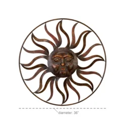 Metal Sunburst Indoor Outdoor Round Wall Decor With Distressed Copper Like Finish Brown - Olivia & May -Home Shop GUEST efd06d7e 36ee 4407 a621 b10adc86469f