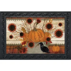 Briarwood Lane Primitive Pumpkins Autumn Doormat Sunflowers Fall Indoor / Outdoor 30" X 18"