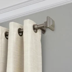 Florence 1" Window Drapery Single Curtain Rod With Stacked Square Finial - Elrene Home Fashions