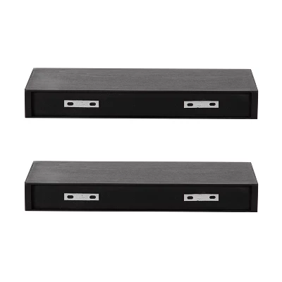 2pc 18" Havlock Wood Shelf Set Black - Kate & Laurel All Things Decor 4 2pc 18" Havlock Wood Shelf Set Black - Kate & Laurel All Things Decor - Image 2