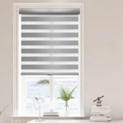 1pc Blackout Cordless Roller Zebra Shade Gray - Lumi Home Furnishings -Home Shop GUEST fb401a13 e5ac 418b ab03 290687e31b5e