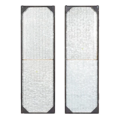 Metal Barn Door Wall Decor Set Of 2 Silver - Olivia & May 7 Metal Barn Door Wall Decor Set Of 2 Silver - Olivia & May - Image 5