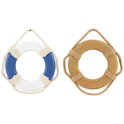 Set Of 2 Wood Sign Handmade 'Welcome' Rope Life Ring Wall Decors With Varying Details Blue - Olivia & May 6 Set Of 2 Wood Sign Handmade 'Welcome' Rope Life Ring Wall Decors With Varying Details Blue - Olivia & May - Image 4